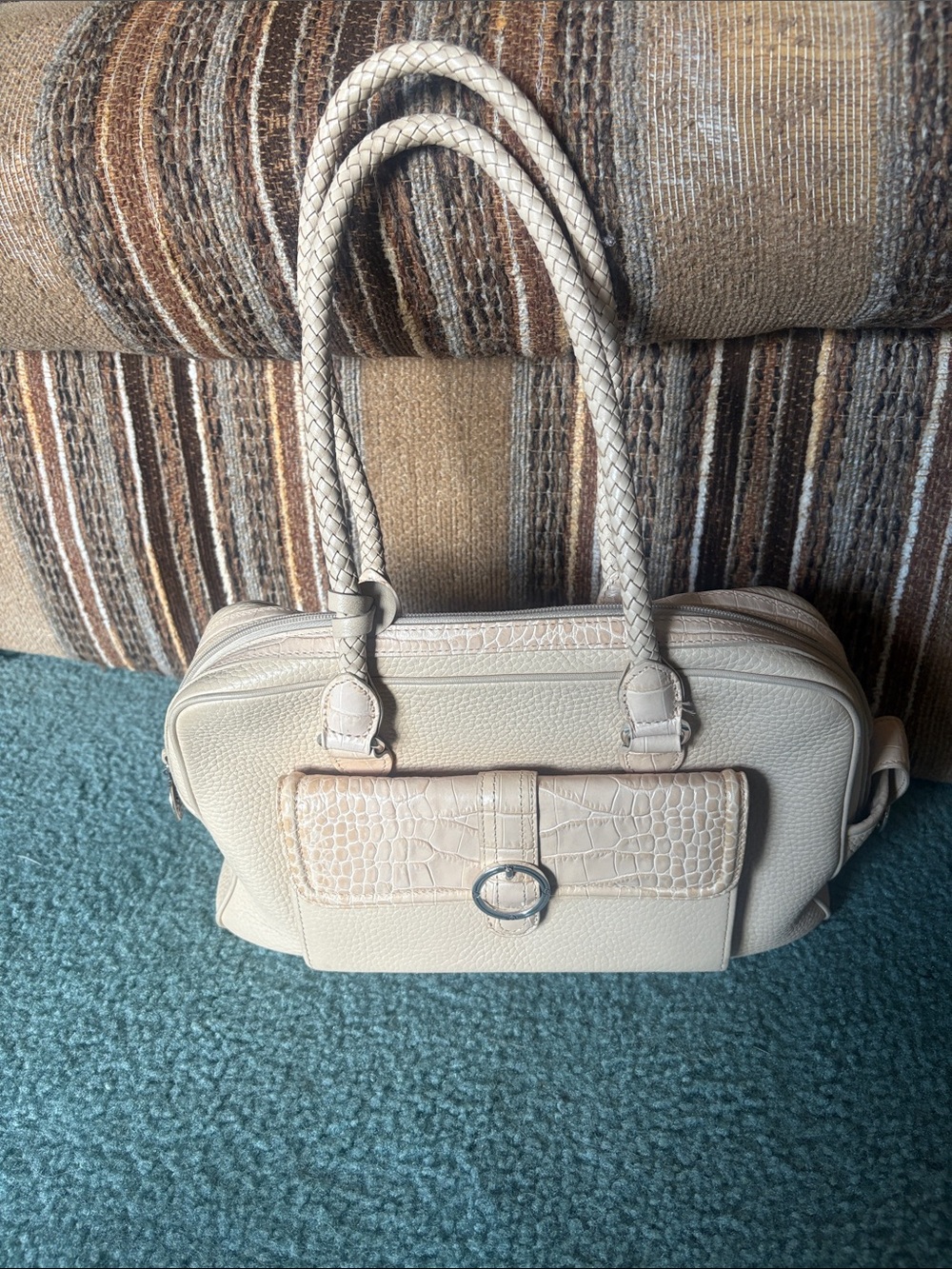 Brighton Beige Leather Satchel with Heart Charm